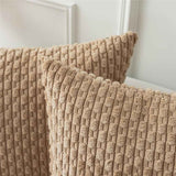 Textile Throw Pillow Covers Soft Corduroy Decorative Set of 2 Boho Striped Pillow Covers Pillowcases Farmhouse Home Decor for Couch Bed Sofa Living Room 18x18 Inch（pillowcase only） In Australia - Darrahopens