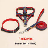 Denim Step-in Dog Harness,No Pull Escape-Proof Dog Harness and Set,Adjustable Quick Fit Dog Halter Vests for Small Medium Size Dogs Back Clip Anti-Twist for Easy Walking Training Running（L） In Australia - Darrahopens