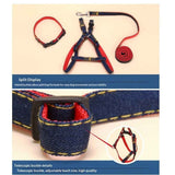 Denim Step-in Dog Harness,No Pull Escape-Proof Dog Harness and Set,Adjustable Quick Fit Dog Halter Vests for Small Medium Size Dogs Back Clip Anti-Twist for Easy Walking Training Running（L） In Australia - Darrahopens