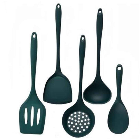 5 pack Silicone Kitchen Cooking Utensils Set: Heat Resistant Long Kitchen Gadgets, Stick Rubber Cook Accessories For Food Prep, Frying, Serving, Basting In Australia - Darrahopens