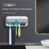 Toothbrush Dryer Holder, Heating Plate and Fan Drying Function, Rechargeable and Timing Tooth Brush Holder Wall-Mounted for Bathroom, No Drilling, 4 Slots In Australia - Darrahopens