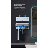 Toothbrush Dryer Holder, Heating Plate and Fan Drying Function, Rechargeable and Timing Tooth Brush Holder Wall-Mounted for Bathroom, No Drilling, 4 Slots In Australia - Darrahopens
