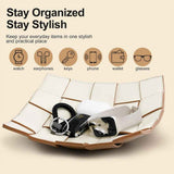 PU Leather Key Bowl for Men Women Entryway Table Nightstand Dump Tray for Wallet, Keys, Jewelry Men's Gift - Coffee & White, 23*6.5cm（only the box） In Australia - Darrahopens