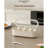 Clear Seasoning Box with 4 Compartments - Spice Organizer with Lids and Spoons - Condiment Container Set for Salt, Sugar, Pepper, and More - Countertop Spice Storage In Australia - Darrahopens