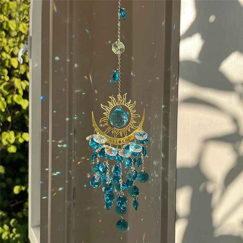 Sun Rainbow Maker for Garden Suncatchers Prisms Boho Wind Chimes, Chandelier Aurora Rainbow Glass Prisms Ornament,Window Hanging Pendant (Blue) In Australia - Darrahopens