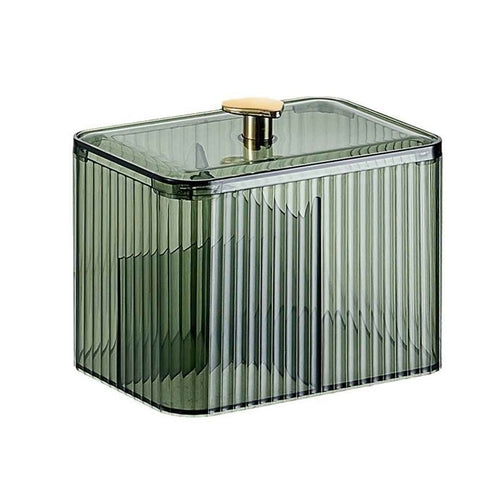Holder Dispenser 3-Section Clear Cotton Swab/Pad/Ball Holder Container 3 Grids Bathroom Organizer Jar Cosmetics Storage for Vanity(Green,only box) In Australia - Darrahopens