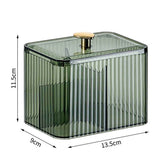 Holder Dispenser 3-Section Clear Cotton Swab/Pad/Ball Holder Container 3 Grids Bathroom Organizer Jar Cosmetics Storage for Vanity(Green,only box) In Australia - Darrahopens