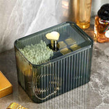 Holder Dispenser 3-Section Clear Cotton Swab/Pad/Ball Holder Container 3 Grids Bathroom Organizer Jar Cosmetics Storage for Vanity(Green,only box) In Australia - Darrahopens