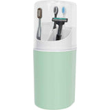 Tall Electric Toothbrush Holder with Cover, Bathroom Caddy Fits Adults Electric Toothbrushes, Toothpaste, Wall Mount or Countertop Organizer with Removable Dividers, 4 Slots (Green,only the box) In Australia - Darrahopens