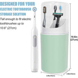 Tall Electric Toothbrush Holder with Cover, Bathroom Caddy Fits Adults Electric Toothbrushes, Toothpaste, Wall Mount or Countertop Organizer with Removable Dividers, 4 Slots (Green,only the box) In Australia - Darrahopens