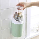 Tall Electric Toothbrush Holder with Cover, Bathroom Caddy Fits Adults Electric Toothbrushes, Toothpaste, Wall Mount or Countertop Organizer with Removable Dividers, 4 Slots (Green,only the box) In Australia - Darrahopens