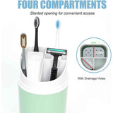 Tall Electric Toothbrush Holder with Cover, Bathroom Caddy Fits Adults Electric Toothbrushes, Toothpaste, Wall Mount or Countertop Organizer with Removable Dividers, 4 Slots (Green,only the box) In Australia - Darrahopens