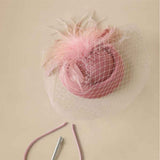 Fascinator Hat Veil Feather Fascinator Tea Party Bridal Wedding Veil Retro Hat Hats for Women（nude pink） In Australia - Darrahopens