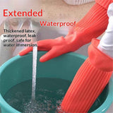 Rubber Dishwashing Cleaning Gloves (2-Pair) - Reusable, Waterproof with Extra-Long Cuff & Anti-Slip Design for Household & Kitchen Use - Large In Australia - Darrahopens