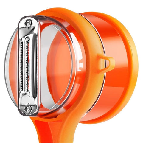 2 pack Kitchen Special Fruit Peeler with Box Storage, New Sided Stainless Steel Multi-Function Peelers, Upgrade Vegetable Peeler with Catcher Peeler with Storage Bucket (Orange) In Australia - Darrahopens