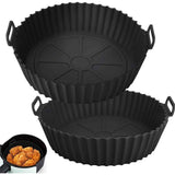 Silicone Air Fryer Liner 2 Pack, 8 inch Non-Stick Reusable Air Fryer Liners for Square and Round Basket, Airfryer Silicone Pot Baking Tray Oven Microwave Accessories, black In Australia - Darrahopens