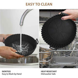 Silicone Air Fryer Liner 2 Pack, 8 inch Non-Stick Reusable Air Fryer Liners for Square and Round Basket, Airfryer Silicone Pot Baking Tray Oven Microwave Accessories, black In Australia - Darrahopens
