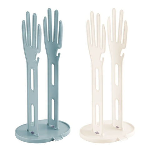2 Pieces Kitchen Glove Holder Glove Drying Rack Dryer Plastic Mitten Rubber Rack Sink Stand Towel Hanger Reusable Towel Storage Holders for Sponge Food Bag Organizer, white + blue