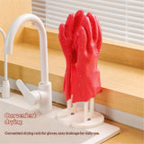 2 Pieces Kitchen Glove Holder Glove Drying Rack Dryer Plastic Mitten Rubber Rack Sink Stand Towel Hanger Reusable Towel Storage Holders for Sponge Food Bag Organizer, white + blue