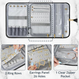 Black Jewelry Organizer, Vegan Leather Big Jewelry Travel Rolls with Clear Pockets, Tangle-Free Necklace Holder for Daily Jewels Earrings Rings Bracelets, Great Gifts for Women（excluding jewelry）