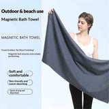 Magnetic Beach Towel Oversized Quick-Dry Microfiber Towel with Magnetic Closure, Super Absorbent & Sand-Resistant for Beach, Pool, Travel, Gym & Camping 75"x30" (navy blue)