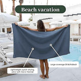 Magnetic Beach Towel Oversized Quick-Dry Microfiber Towel with Magnetic Closure, Super Absorbent & Sand-Resistant for Beach, Pool, Travel, Gym & Camping 75"x30" (navy blue)