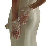 2 set Women's Short Mesh Gloves Ruffled Tulle Tea Party Gloves for Formal Costume Evening Wedding Party In Australia - Darrahopens