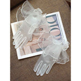2 set Women's Short Mesh Gloves Ruffled Tulle Tea Party Gloves for Formal Costume Evening Wedding Party In Australia - Darrahopens