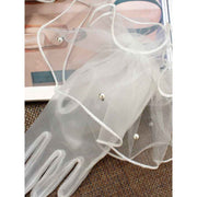 2 set Women's Short Mesh Gloves Ruffled Tulle Tea Party Gloves for Formal Costume Evening Wedding Party In Australia - Darrahopens
