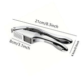 Garlic press and slicer 2 in 1,Effortlessly Crush, Slice, and Mince Garlic,with this Versatile Kitchen Tool - Perfect for Home Cooks and Professional Chefs Alike. (Silvery)