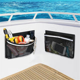 2 pack Heavy Duty Adhesive Mount Closable Boat Storage Bag, Mesh Organizer with Reflective Strips & Hook-and-Loop Fastener for Boat Gear, Fishing Tackle, Home Use(25*34cm)
