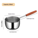Chocolate melting pot, small pan, sauce pan,stainless steel with pouring port and wooden handle, used for melting chocolate and heating milk,butter warmer