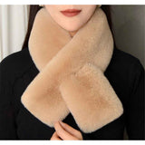 Faux Fur Collar Scarf for Women Winter, Fluffy Scarves Neck Shrug for Cold Weather, Faux Fur Cross Scarf Thick Soft Neck Collar Warm Winter Wrap In Australia - Darrahopens