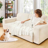 Fluffy Fringe Throw Blanket Lightweight Soft Cozy for Bed Sofa Chair Throw Blankets, Off White 127*182cm In Australia - Darrahopens