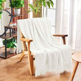 Fluffy Fringe Throw Blanket Lightweight Soft Cozy for Bed Sofa Chair Throw Blankets, Off White 127*182cm In Australia - Darrahopens