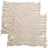2 pack Handmade Cotton Woven Crochet Placemat with Tassels, 10 x12 Inches Small Place Mat for Bohemian Wedding Décor, Boho Table Mat for Farmhouse, Rustic Décor for Dining Table, Beige In Australia - Darrahopens
