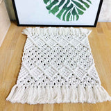 2 pack Handmade Cotton Woven Crochet Placemat with Tassels, 10 x12 Inches Small Place Mat for Bohemian Wedding Décor, Boho Table Mat for Farmhouse, Rustic Décor for Dining Table, Beige In Australia - Darrahopens