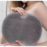 Shower Foot Scrubber Mat with Non-Slip Suction Cups, Non Slip Bathtub and Shower Mat with Suction Cups and Drain Holes, Foot Back Cleaning Pad Back Washer Exfoliating Bath Wash Pad (Grey)