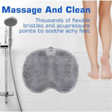 Shower Foot Scrubber Mat with Non-Slip Suction Cups, Non Slip Bathtub and Shower Mat with Suction Cups and Drain Holes, Foot Back Cleaning Pad Back Washer Exfoliating Bath Wash Pad (Grey)