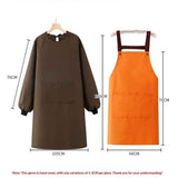 2 pack Solid Color Kitchen Apron with Pockets,Unisex Long Sleeves Waterproof Apron for Cooking Baking Cleaning Work In Australia - Darrahopens