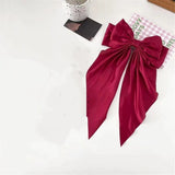 Satin Hair Bows for Women 5 Pack - Oversized Long Tail Hair Clip for Girls, Large Bow Hair Accessories for Special Occasions and Gifts