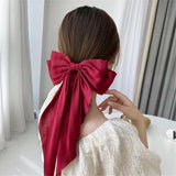 Satin Hair Bows for Women 5 Pack - Oversized Long Tail Hair Clip for Girls, Large Bow Hair Accessories for Special Occasions and Gifts