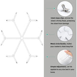 2 pack Sheet Fasteners, Adjustable Elastic Bed Sheet Holder Straps for Full,Queen,King Twin Bed,6 Way Cross Sheet Clips Suspenders Band,Fitted Round and Square Mattresses