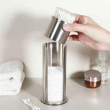 2 in 1 Round Cosmetic Cotton Pad Holder, Stainless Steel Cotton Swabs Make up Pads Dispenser Organizer Box Holder with acrylic Lids for Bathroom Vanity Storage