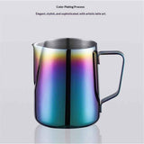 Stainless Steel Milk Frother - 400ml Steaming Pitcher - Perfect for Latte Art, Espresso & Cappuccino - Rainbow Color