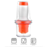 2 Pack Silicone Pressing Oil Bottle Brush with Lid Baking Sauce Bottle Salad Dressing Bottle Barbecue Sauce Brush Oil Pot Home Kitchen Oil Brush Tool (Orange)