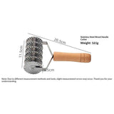 Stainless Steel Dough Lattice Roller Cutter with Wood Handle Noodle Pasta Cutter Wheel Lattice Pastry Tool for Dough Spaghetti Cookie Pie Pizza Bread Crust Roller