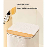 Makeup Brush Holder with Lid,4 Slots Makeup Brush Organizer,Automatic Lifting Makeup Cosmetics Organizer,for Vanity Decor,Bathroom Countertop,Dustproof Cosmetic Brushes Container(Cream yellow)