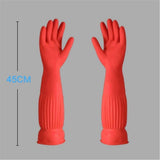 Rubber Dishwashing Cleaning Gloves (2-Pair) - Reusable, Waterproof with Extra-Long Cuff & Anti-Slip Design for Household & Kitchen Use - L