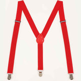 2 pack Women's Suspenders Clips Adjustable Elastic Band Y Shaped Suspender, Suspender with 3 Strong Clips Adjustable Braces (red)
